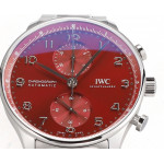 Portuguese Chrono IW3716 1:1 Best Edition Red Dial SS Bracelet V6SF A7750