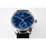 Portuguese IW358304 1:1 Best Edition SS Blue Dial Silver Markers Leather Strap ZF A82200