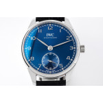 Portuguese IW358304 1:1 Best Edition SS Blue Dial Silver Markers Leather Strap ZF A82200