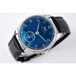 Portuguese IW358304 1:1 Best Edition SS Blue Dial Silver Markers Leather Strap ZF A82200