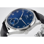 Portuguese IW358304 1:1 Best Edition SS Blue Dial Silver Markers Leather Strap ZF A82200