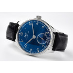 Portuguese IW358304 1:1 Best Edition SS Blue Dial Silver Markers Leather Strap ZF A82200