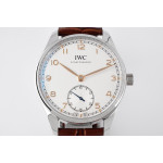 Portuguese IW358304 1:1 Best Edition SS White Dial RG Markers Leather Strap ZF A82200