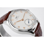 Portuguese IW358304 1:1 Best Edition SS White Dial RG Markers Leather Strap ZF A82200