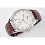 Portuguese IW358304 1:1 Best Edition SS White Dial RG Markers Leather Strap ZF A82200