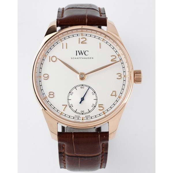 Portuguese IW358306 1:1 Best Edition RG White Dial RG Markers Brown Leather Strap ZF A82200