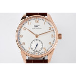 Portuguese IW358306 1:1 Best Edition RG White Dial RG Markers Brown Leather Strap ZF A82200