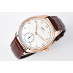 Portuguese IW358306 1:1 Best Edition RG White Dial RG Markers Brown Leather Strap ZF A82200