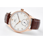 Portuguese IW358306 1:1 Best Edition RG White Dial RG Markers Brown Leather Strap ZF A82200