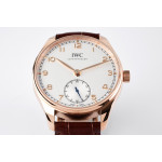 Portuguese IW358306 1:1 Best Edition RG White Dial RG Markers Brown Leather Strap ZF A82200