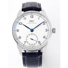 Portuguese IW358304 1:1 Best Edition SS White Dial Blue Markers Blue Leather Strap ZF A82200