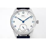 Portuguese IW358304 1:1 Best Edition SS White Dial Blue Markers Blue Leather Strap ZF A82200