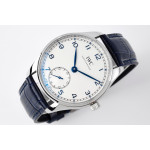 Portuguese IW358304 1:1 Best Edition SS White Dial Blue Markers Blue Leather Strap ZF A82200