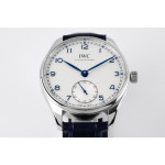 Portuguese IW358304 1:1 Best Edition SS White Dial Blue Markers Blue Leather Strap ZF A82200