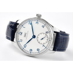 Portuguese IW358304 1:1 Best Edition SS White Dial Blue Markers Blue Leather Strap ZF A82200