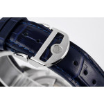 Portuguese IW358304 1:1 Best Edition SS White Dial Blue Markers Blue Leather Strap ZF A82200