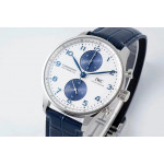 Portugieser Chronograph Edition 1:1 Best Edition White/Blue Dial Leather Strap AZF