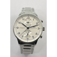 Portuguese Chrono IW3716 1:1 Best Edition White Dial Blue Markers on SS Bracelet V6SF A7750