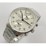 Portuguese Chrono IW3716 1:1 Best Edition White Dial Blue Markers on SS Bracelet V6SF A7750