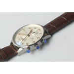 Portuguese Chrono 1:1 Best Edition SS White Dial SS Markers Brown Leather Strap ZF V3 A7750 (Slim Movement)