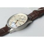 Portuguese Chrono 1:1 Best Edition SS White Dial SS Markers Brown Leather Strap ZF V3 A7750 (Slim Movement)