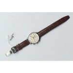 Portuguese Chrono 1:1 Best Edition SS White Dial SS Markers Brown Leather Strap ZF V3 A7750 (Slim Movement)