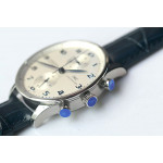 Portuguese IW371446 1:1 Best Edition SS White Dial Blue Markers on Blue Leather Strap ZF V3  A7750 (Slim Movement)