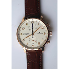 Portuguese IW371480 1:1 Best Edition RG White dial Brown Leather Strap ZF V3 A7750 (Slim Movement)