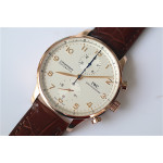 Portuguese IW371480 1:1 Best Edition RG White dial Brown Leather Strap ZF V3 A7750 (Slim Movement)