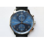 Portuguese IW371491 1:1 Best Edition SS Blue dial on Black Leather Strap  ZF V3 A7750 (Slim Movement)