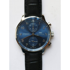 Portuguese IW371491 1:1 Best Edition SS Blue dial on Black Leather Strap  ZF V3 A7750 (Slim Movement)