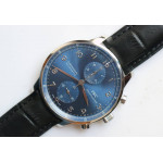 Portuguese IW371491 1:1 Best Edition SS Blue dial on Black Leather Strap  ZF V3 A7750 (Slim Movement)