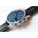 Portuguese IW371491 1:1 Best Edition SS Blue dial on Black Leather Strap  ZF V3 A7750 (Slim Movement)