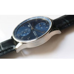 Portuguese IW371491 1:1 Best Edition SS Blue dial on Black Leather Strap  ZF V3 A7750 (Slim Movement)