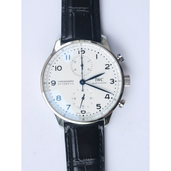 Portugieser Chronograph Edition 150 Years IW371602 1:1 Best Edition White Dial on Black Leather Strap ZF