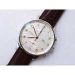 Portuguese IW371604 1:1 Best Edition SS White Dial RG Markers on Brown Leather Strap A96355 ZF V3