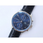 Portuguese IW371606 1:1 Best Edition SS Blue&White Dials Black Leather Strap A96355 ZF V3