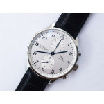 Portuguese IW371606 1:1 Best Edition SS Blue&White Dials Black Leather Strap A96355 ZF V3