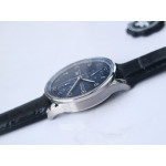 Portuguese IW371606 1:1 Best Edition SS Blue&White Dials Black Leather Strap A96355 ZF V3