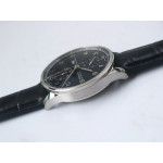 Portuguese IW371609 1:1 Best Edition SS Black Dial Black Leather Strap A96355 ZF V3