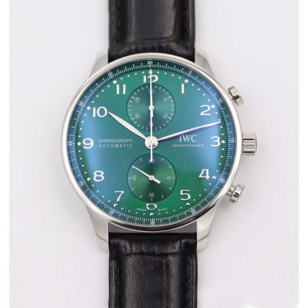 Portuguese Chrono IW371615 1:1 Best Edition Green Dial Black Leather Strap A69355 ZF