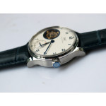 Portuguese Tourbillon IW5463 SS Best Edition White Dial Blue Hands Blue Leather Strap ZF