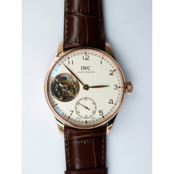 Portuguese Tourbillon IW5463 RG Best Edition White Dial on Brown Leather Strap ZF