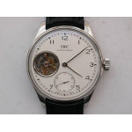 Portuguese Tourbillon IW5463 SS Best Edition White Dial SS Markers on Black Leather Strap A98900 YLF