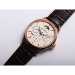 Master Ultra Thin Perpetual Calendar RG 1:1 Best Edition Cream Dial Brown Leather Strap A868 V2 V9F