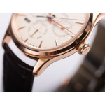 Master Ultra Thin Perpetual Calendar RG 1:1 Best Edition Cream Dial Brown Leather Strap A868 V2 V9F