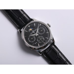 Master Ultra Thin Perpetual Calendar SS 1:1 Best Edition Gray&Black&White Dials Black Leather Strap A868 V2 V9F