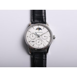 Master Ultra Thin Perpetual Calendar SS 1:1 Best Edition Gray&Black&White Dials Black Leather Strap A868 V2 V9F