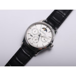 Master Ultra Thin Perpetual Calendar SS 1:1 Best Edition Gray&Black&White Dials Black Leather Strap A868 V2 V9F