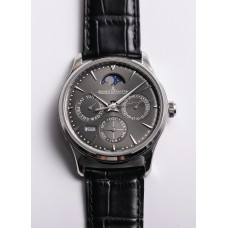 Master Ultra Thin Perpetual Calendar SS 1:1 Best Edition Gray&Black&White Dials Black Leather Strap A868 V2 V9F